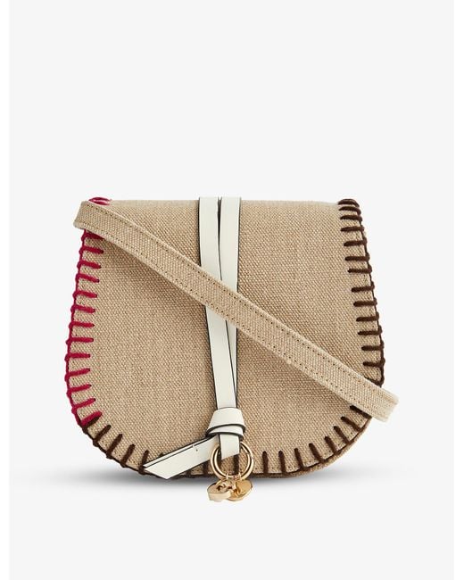 Chloé Alphabet Brandplaque Linen Crossbody Bag in Sand (Natural