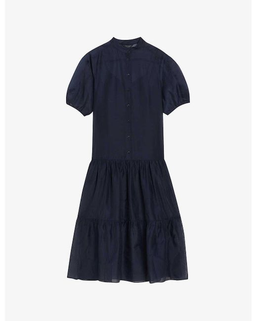 Ted Baker Blue Pyla Puff-sleeved Organza Midi Dress
