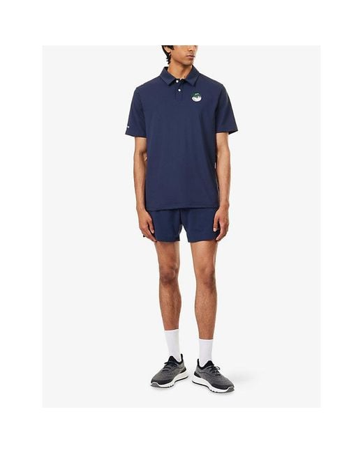 Malbon Blue Fairway Baldwin Woven Polo T-Shirt for men