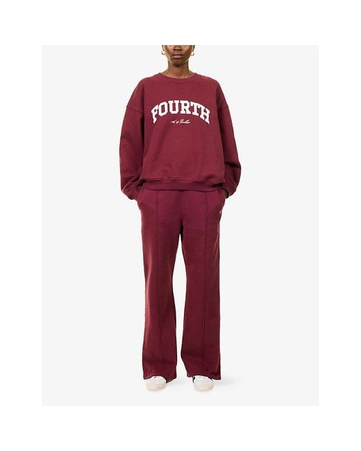 4th & Reckless Red Fergie Straight-Leg Cotton-Jersey Jogging Bottoms