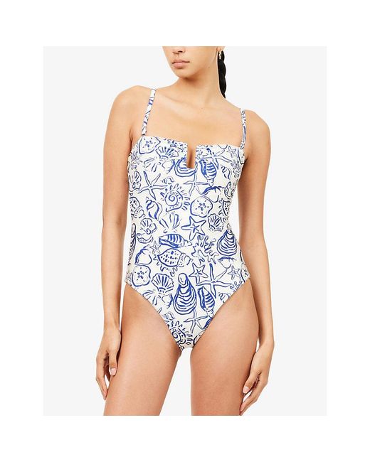 Jonathan Simkhai Blue Ottilie Strapless Swimsuit