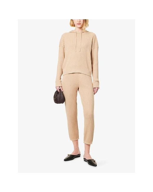 Jonathan Simkhai Natural Cable-Knit Relaxed-Fit Cotton And Cashmere Hoodie