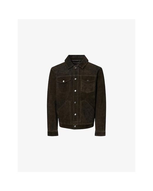 PAIGE Black Rubino Patch-Pocket Leather Jacket for men