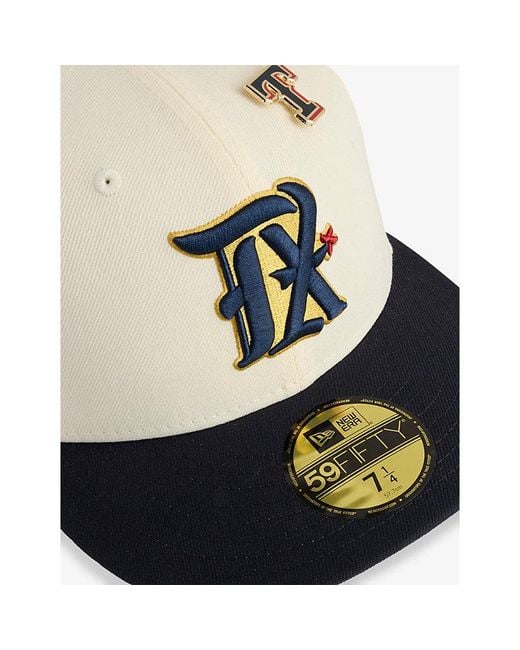 KTZ White 59Fifty Mlb Pin Texas Rangers Woven Baseball Cap