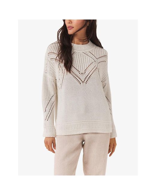 The White Company White Pointelle-knit Oversized Certified Wool-blend Jumper