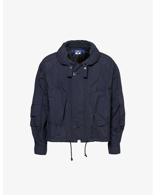 Junya Watanabe Blue Concealed-hood Relaxed-fit Woven Jacket for men