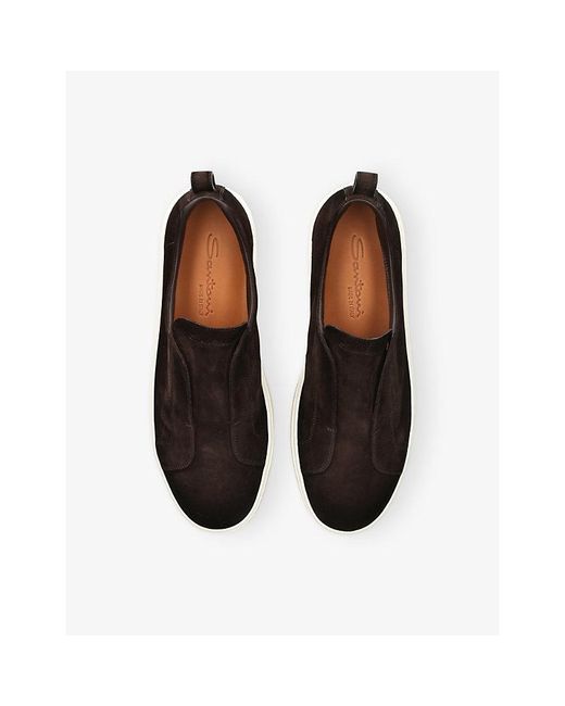 Santoni Black Victory Unlined Suede Trainers for men