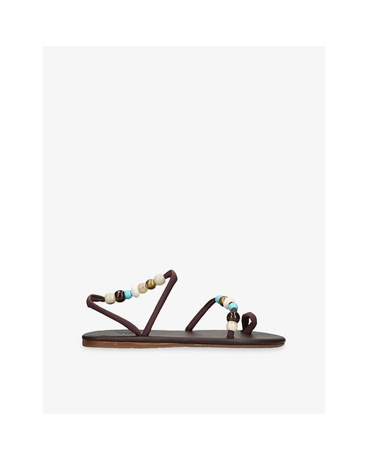 Ancient Greek Sandals Brown Eleftheria Beads Woven Sandals