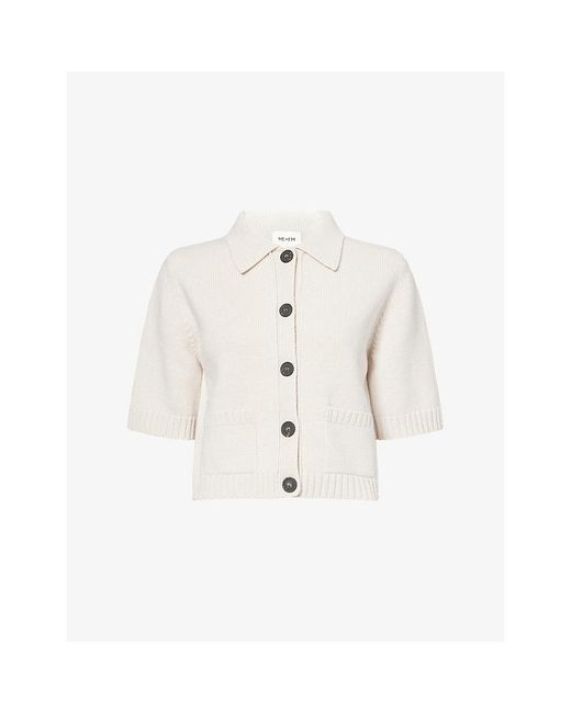ME+EM White Short-Sleeve Knitted Merino-Wool And Cashmere Jacket