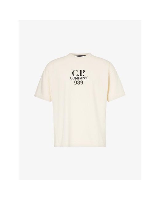 C P Company White Logo-embroidered Cotton-jersey T-shirt X for men