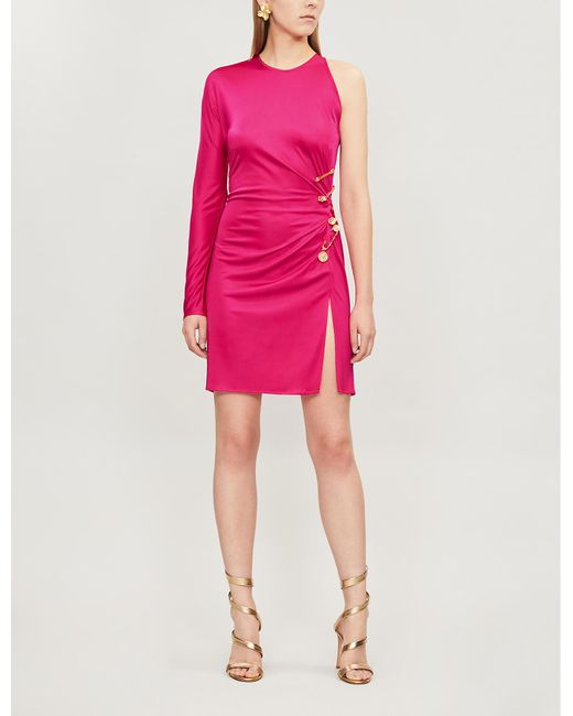 Versace Safety Pinembellished Crepe Dress in Pink Lyst