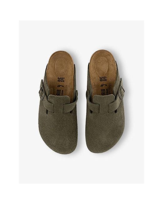 Birkenstock Green Boston Suede Clogs