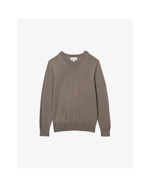 Reiss Brown X 100 Ciels Noble Crewneck Wool Knitted Jumper