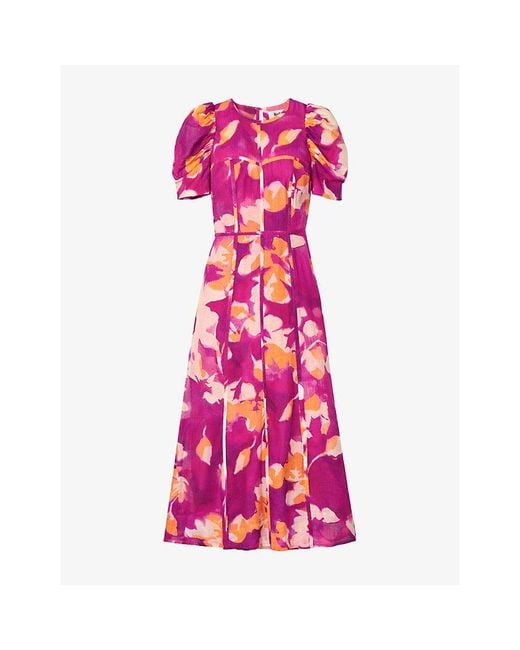 Ro&zo Pink Niamh Floral-Print Woven Maxi Dress