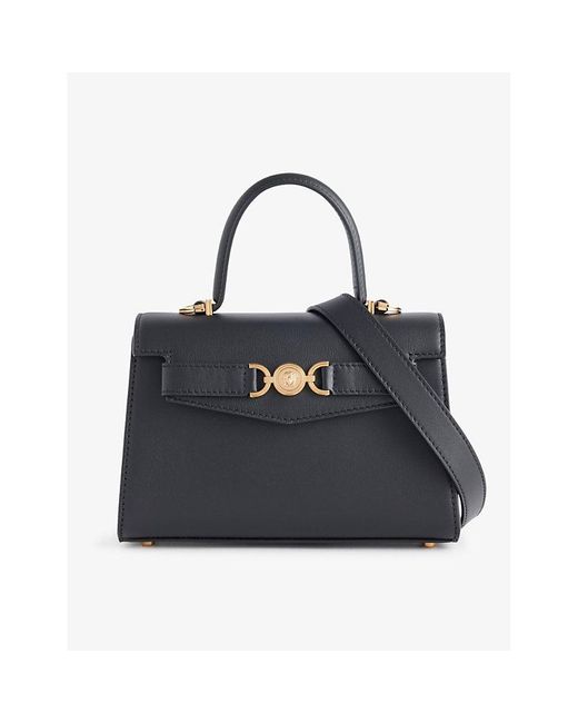 Versace Black Small Medusa-embellished Leather Top-handle Bag