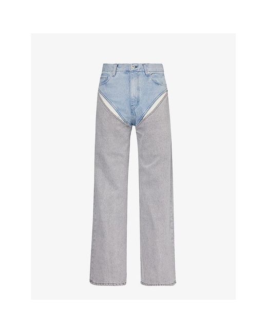 Y. Project Blue Contrast-panel Straight-leg Organic-denim Jeans for men