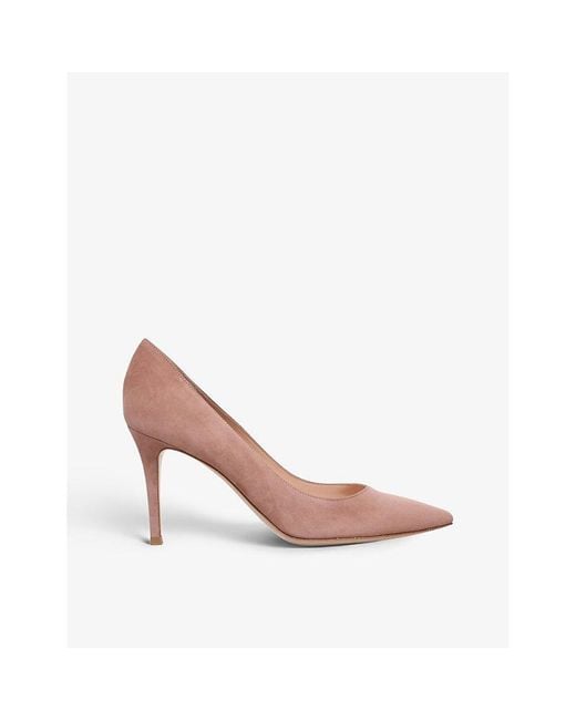 Gianvito Rossi Pink Pointed-Toe Suede Court Heels