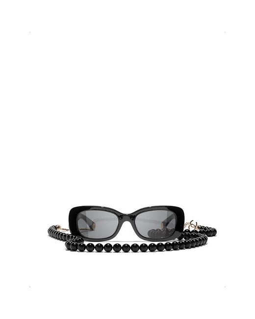 Chanel Gray Rectangle Sunglasses