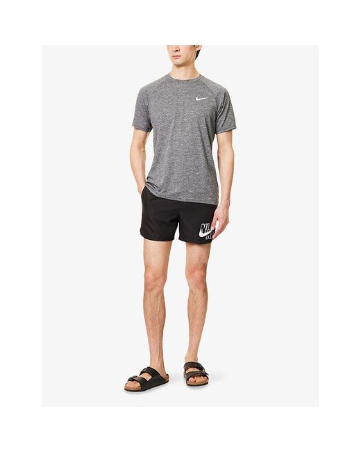 Nike Gray Heather Hydroguard Logo-Print Jersey T-Shirt for men