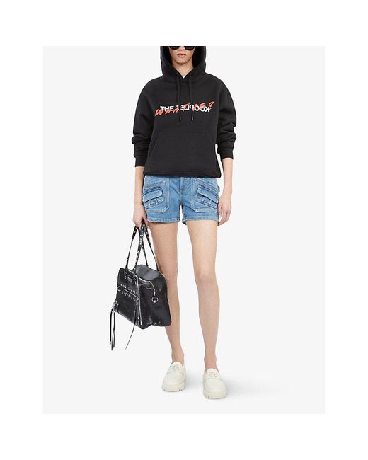 The Kooples Black Logo-Print Cotton Hoody