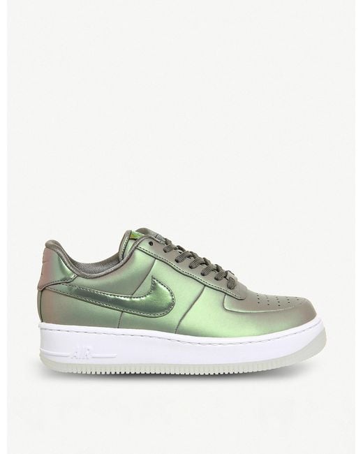 Nike Green Air Force 1 Upstep Iridescent Metallic Leather Trainers