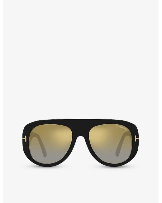 Tom Ford Black Tr001779 Cecil Aviator-frame Acetate Sunglasses