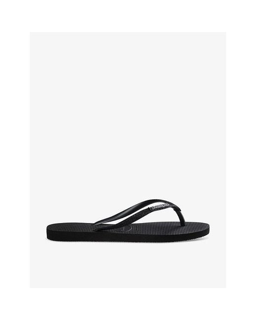 Havaianas Black Slim Metallic Rubber Flip-Flops