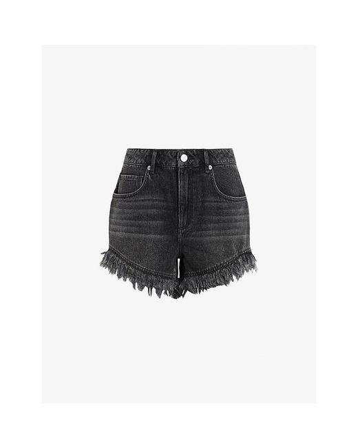 AllSaints Black Hailey Frayed-hem Denim Shorts