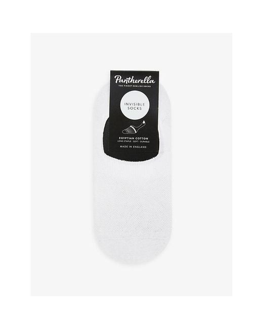 Pantherella White Classic Cotton-Blend Invisible Socks for men