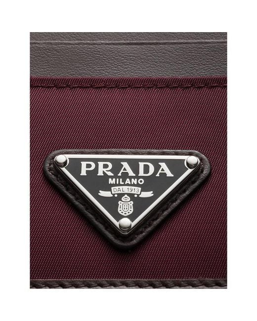 Prada Purple Re Nylon And Leather Card Holder for men