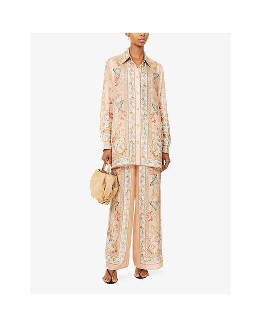 Zimmermann Natural Roselight Printed Silk Shirt