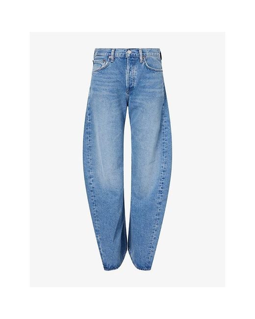 Agolde Blue Spiral Tapered-Leg Denim Jeans