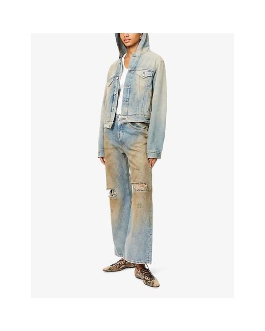 Acne Blue Hooded Regular-Fit Denim Jacket