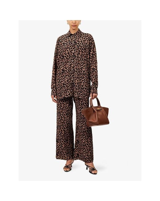 Away That Day Brown St Barts Leopard Woven Shirt