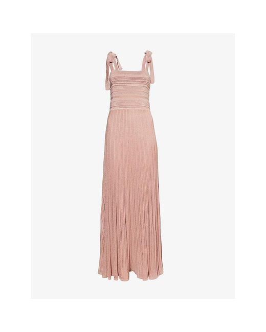 Zimmermann Lucky Metallic Knitted Maxi Dress in Pink | Lyst