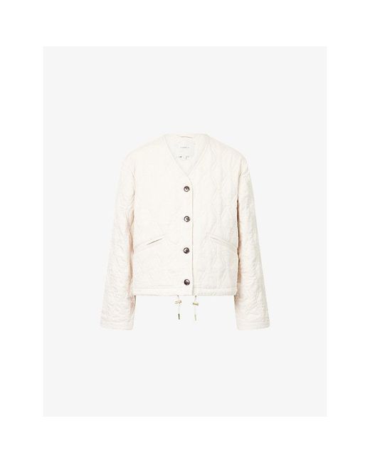 Varley White Saba V-Neck Quilted Jacket
