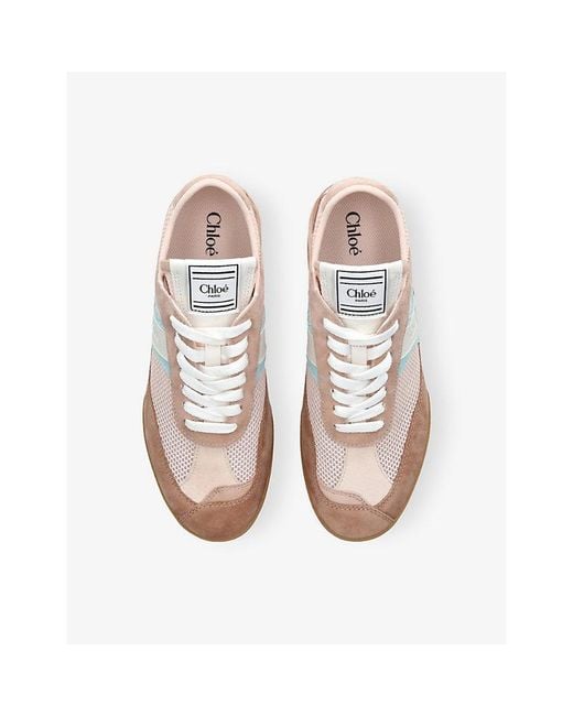 Chloé Natural Kick Suede And Mesh Trainers
