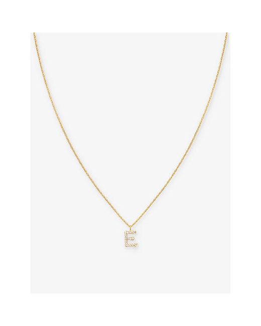 Astrid & Miyu Metallic Letter E 18ct Yellow Gold-plated Recycled Sterling-silver And Cubic Zirconia Pendant Necklace