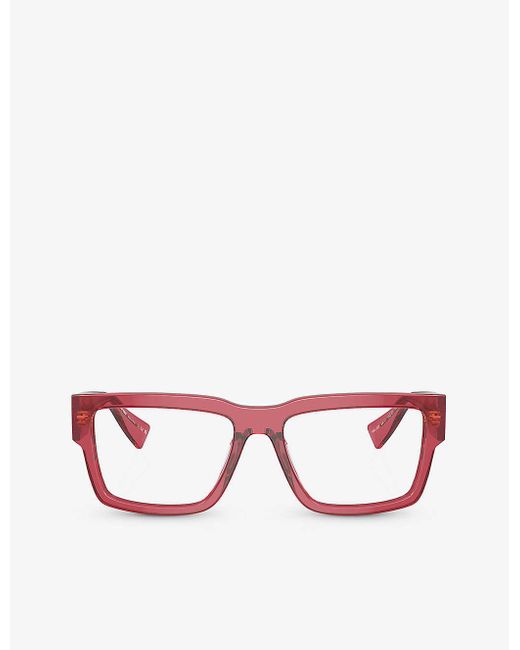 Miu Miu Red Mu 02xv Rectangle-frame Acetate Eyeglasses for men