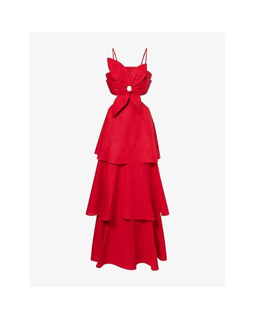 linen midi dress with short sleeves Mint Velvet Women's Linen Midi Shirt Dress - Red - Size 4 main image 0