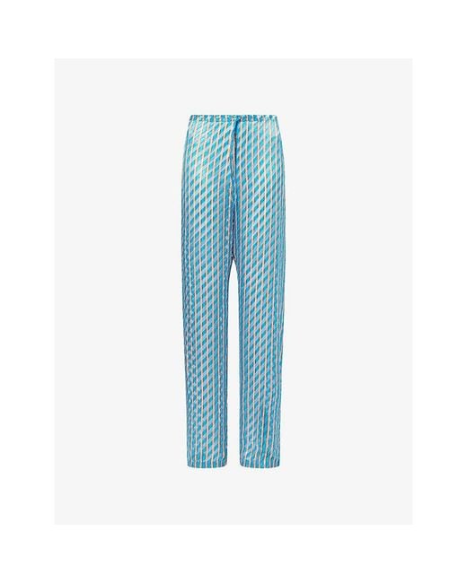Dries Van Noten Blue Pachas Striped Silk-Blend Trousers