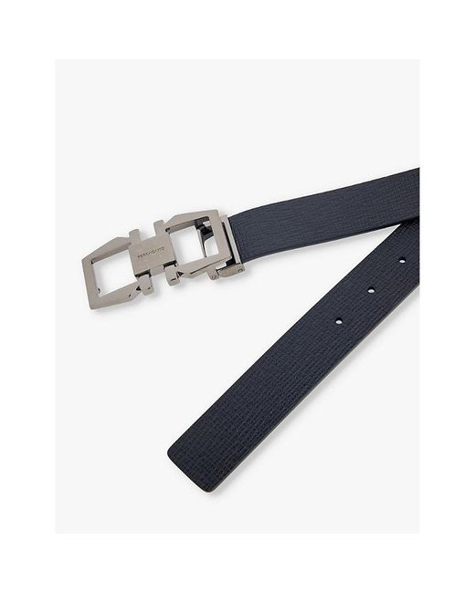 salvatore ferragamo logo buckle reversible leather belt