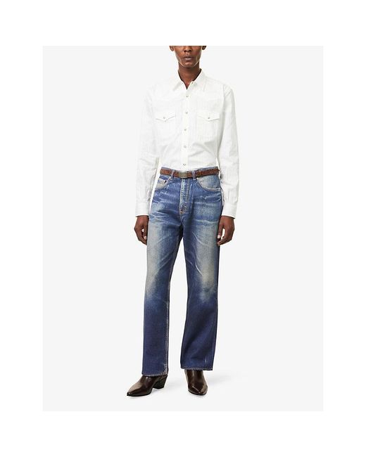 Austin Post White Daybreak Dobby Striped Cotton Shirt for men