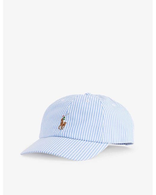 Polo Ralph Lauren Blue Logo-embroidered Striped Cotton Baseball Cap for men