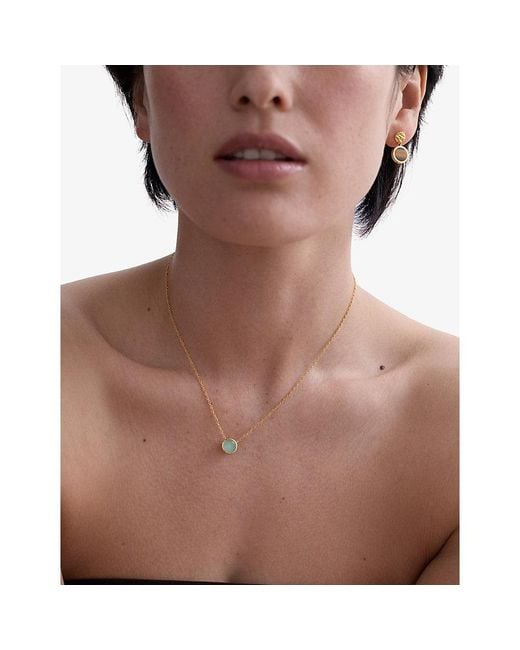 Astley Clarke Metallic Luna 18Ct- Plated Sterling- And Aqua Quartzite Pendant Necklace