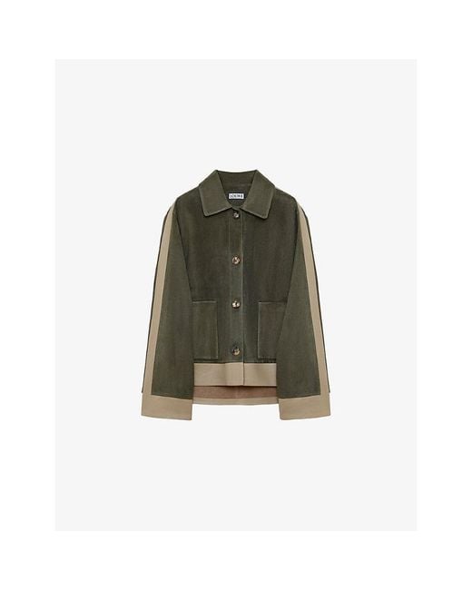 Loewe Green Turn-Up Contrast Suede Jacket