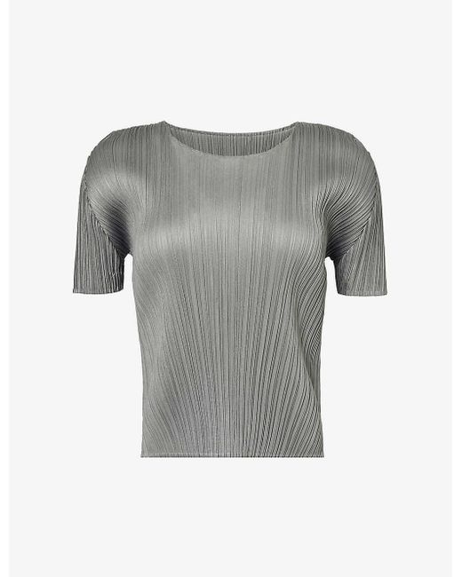 Pleats Please Issey Miyake Gray Basics Slim-fit Knitted T-shirt