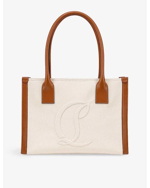 Christian Louboutin Natural By My Side Small Cotton-canvas And Leather Tote Bag