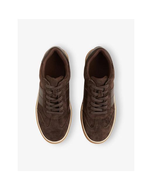 Reiss Brown Lizzie Suede Low-Top Trainers