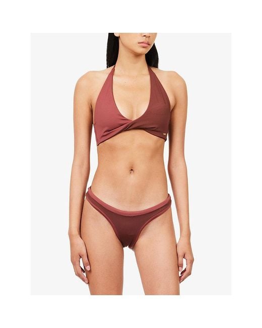 WE Are Tala Red Contrast Twist Bikini Top